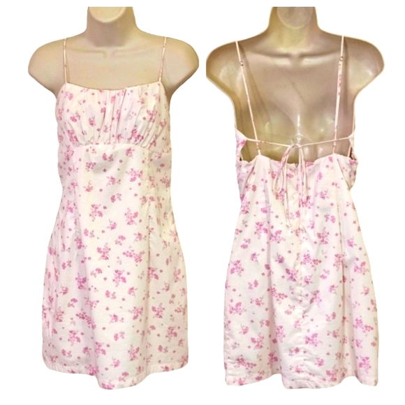 COTTON CANDY LA White/Pink Multi-Color Floral Sleeveless Mini Dress,Large - Picture 14 of 16